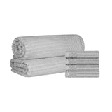 Soho Cotton Ribbed Textured Absorbent Hand Towel and Bath Sheet Set