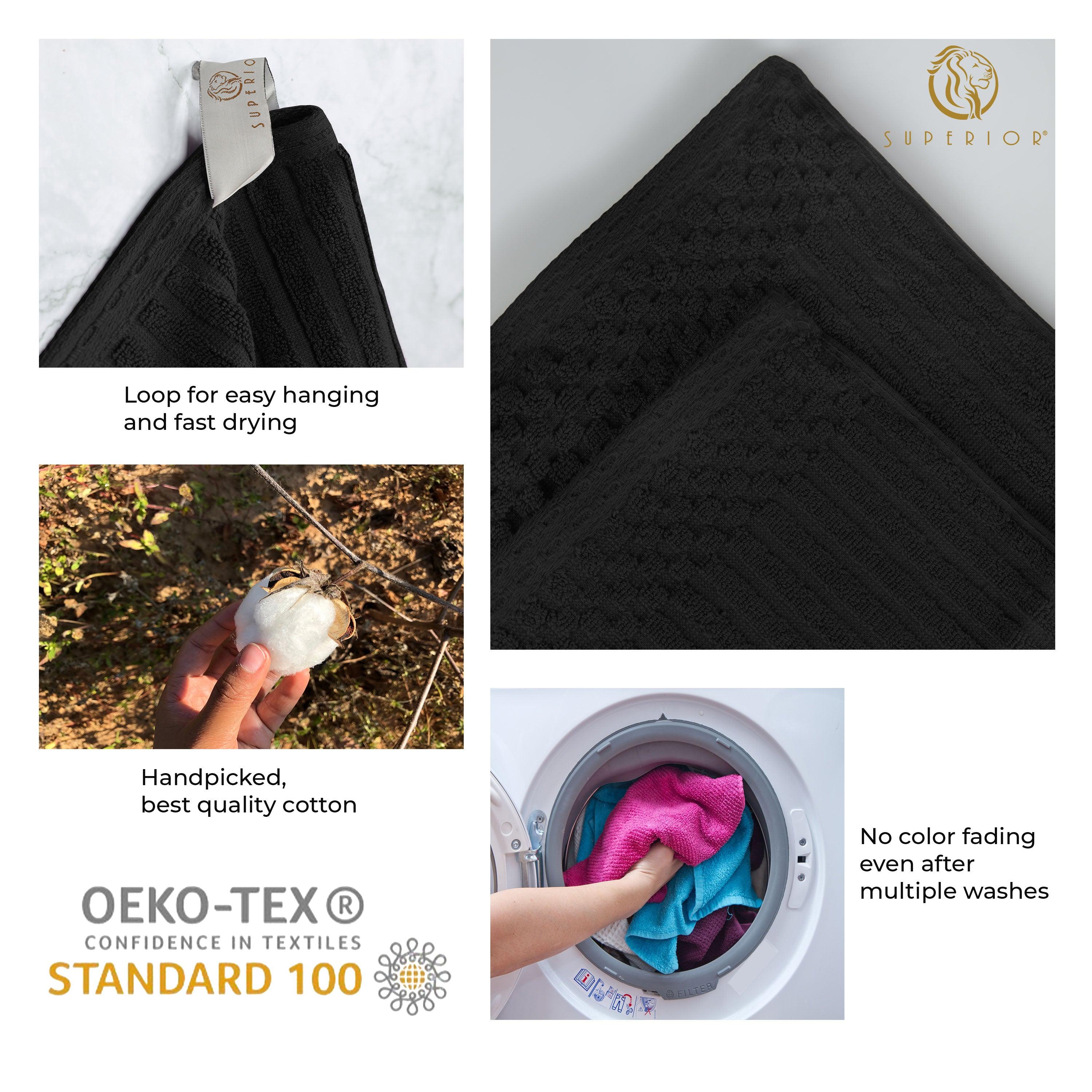 Soho Cotton Ribbed Textured Absorbent Hand Towel and Bath Sheet Set