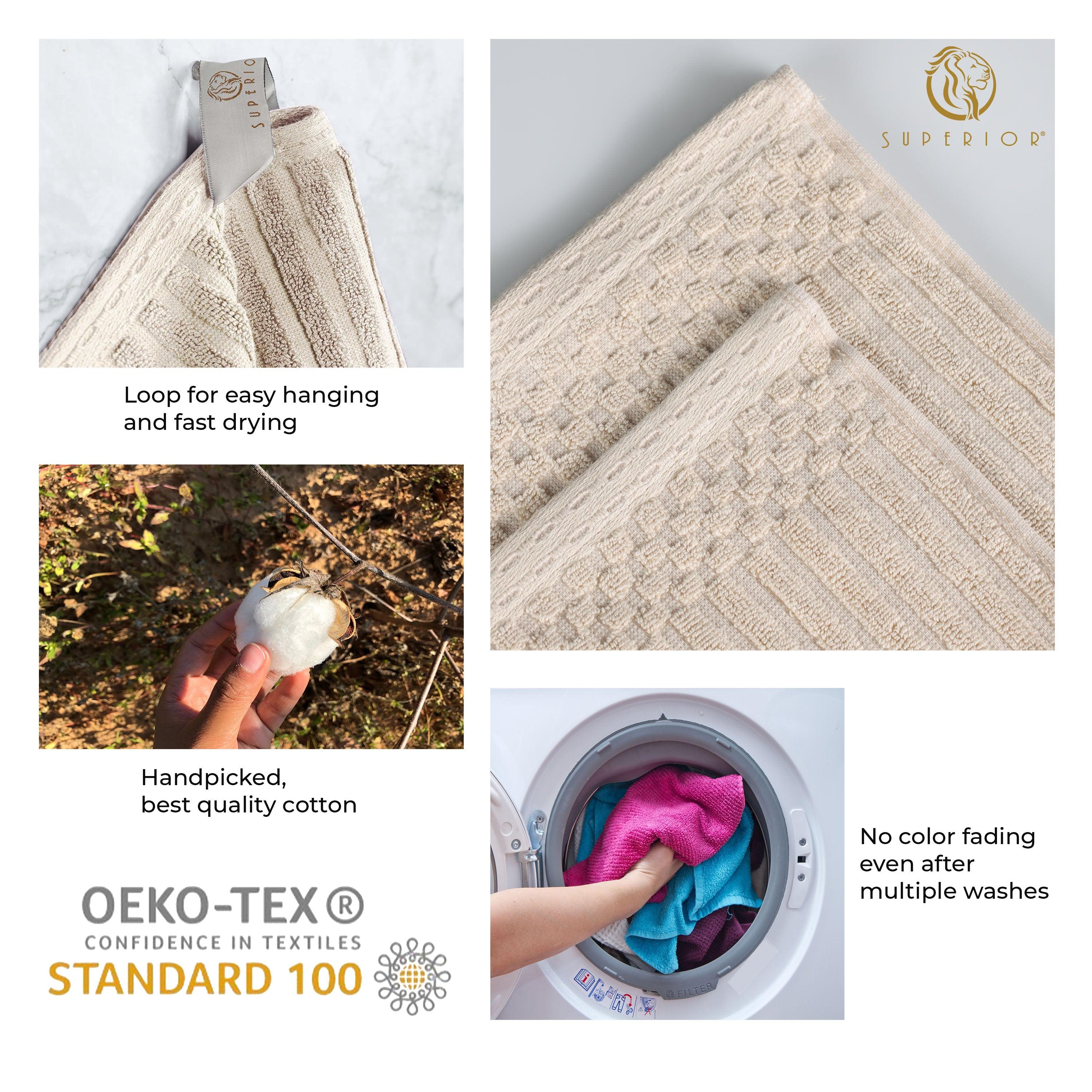 Soho Cotton Ribbed Textured Absorbent Hand Towel and Bath Sheet Set
