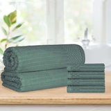 Soho Cotton Ribbed Textured Absorbent Hand Towel and Bath Sheet Set