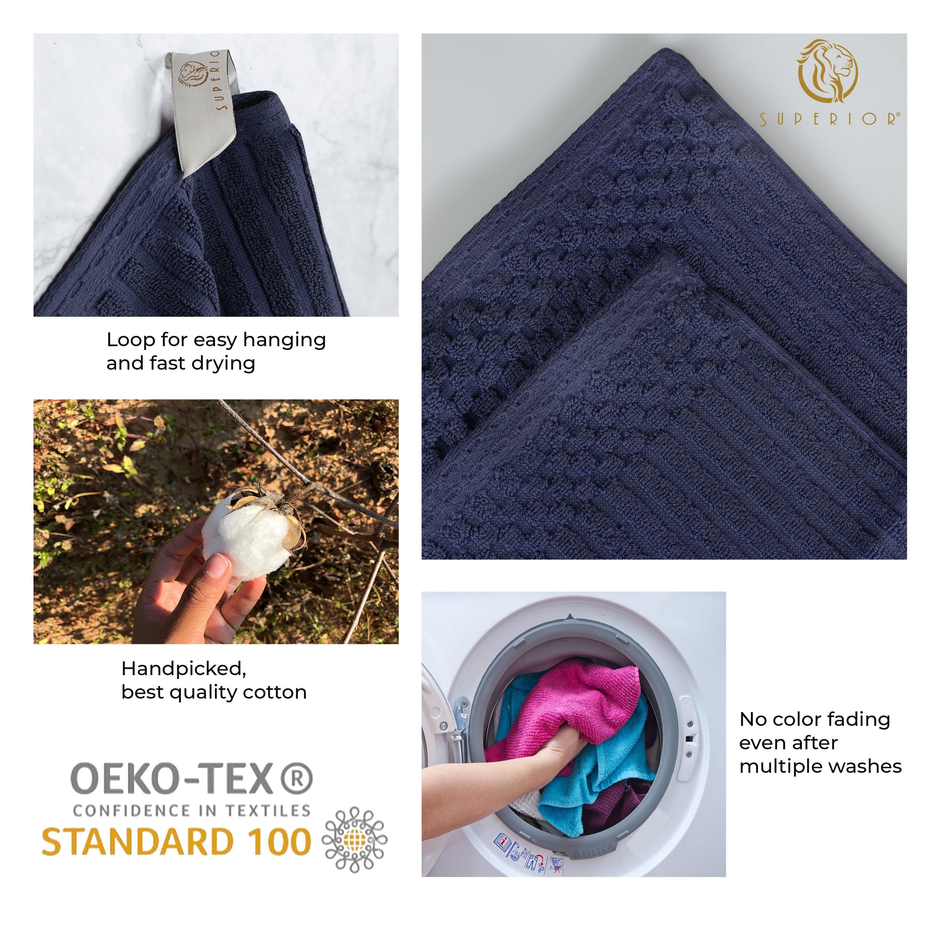 Soho Cotton Ribbed Textured Absorbent Hand Towel and Bath Sheet Set
