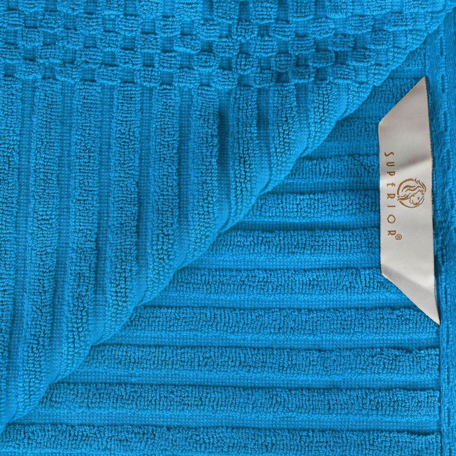 Soho Cotton Ribbed Textured Absorbent Hand Towel and Bath Sheet Set