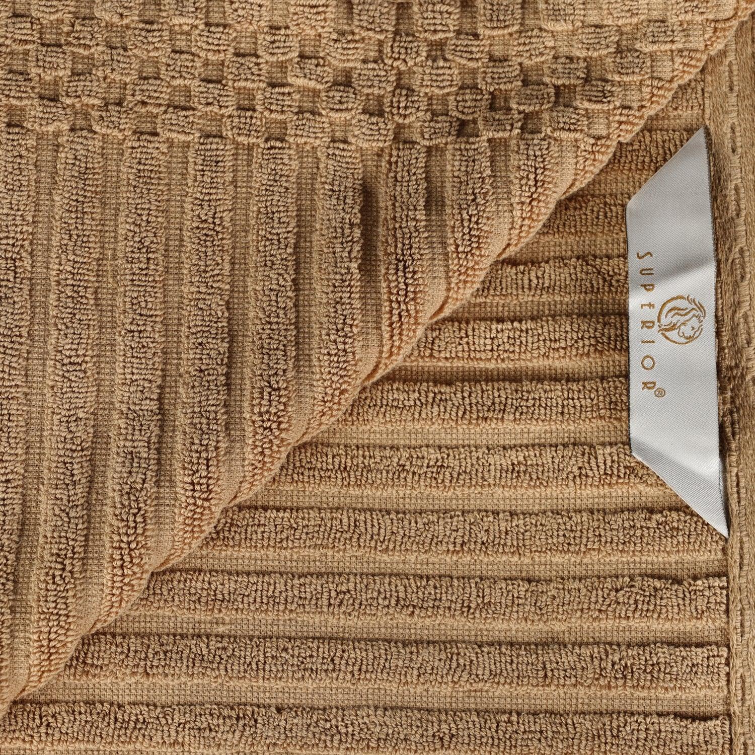 Soho Cotton Ribbed Textured Absorbent Hand Towel and Bath Sheet Set