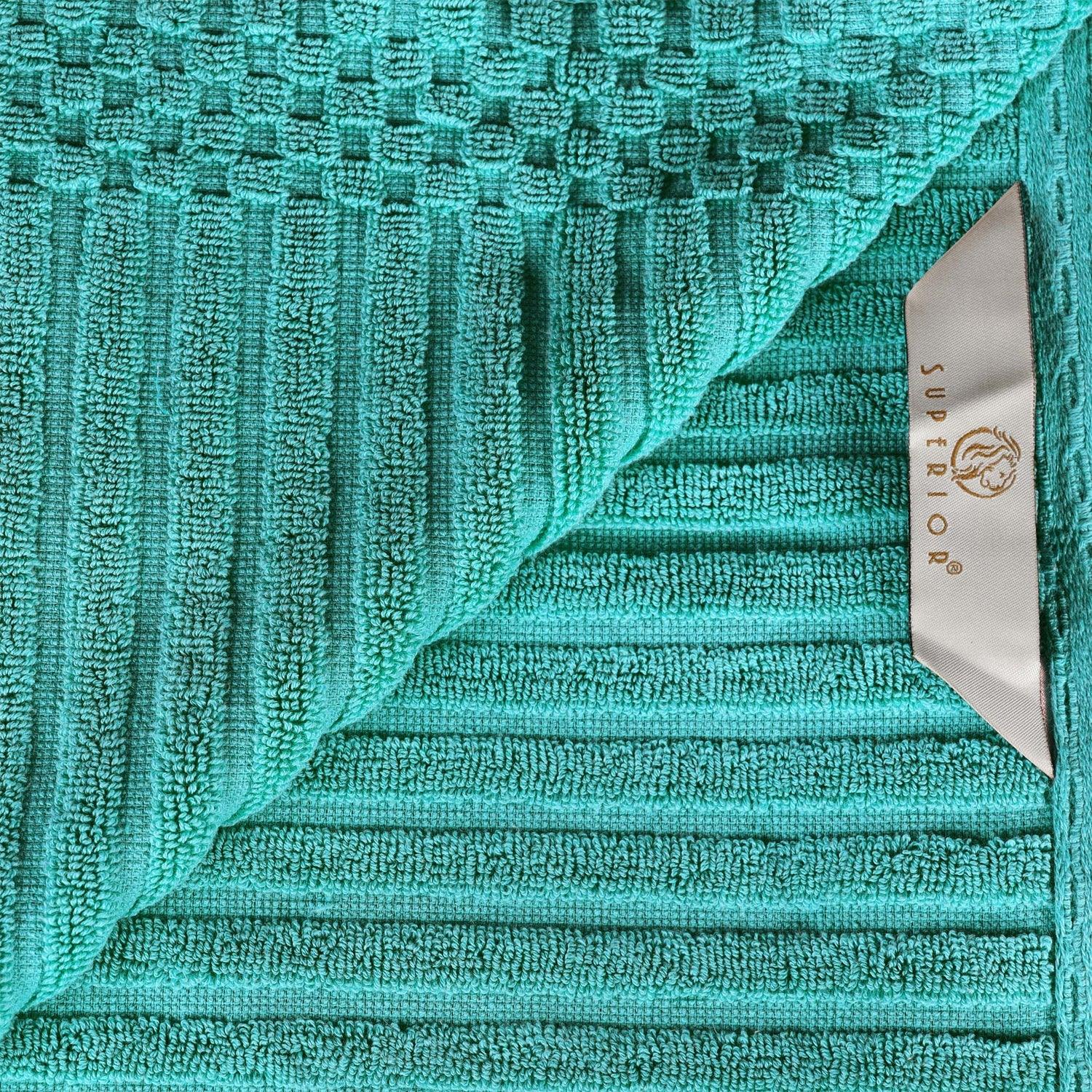 Soho Cotton Ribbed Textured Absorbent Hand Towel and Bath Sheet Set