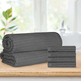 Soho Cotton Ribbed Textured Absorbent Hand Towel and Bath Sheet Set