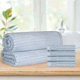 Soho Cotton Ribbed Textured Absorbent Hand Towel and Bath Sheet Set