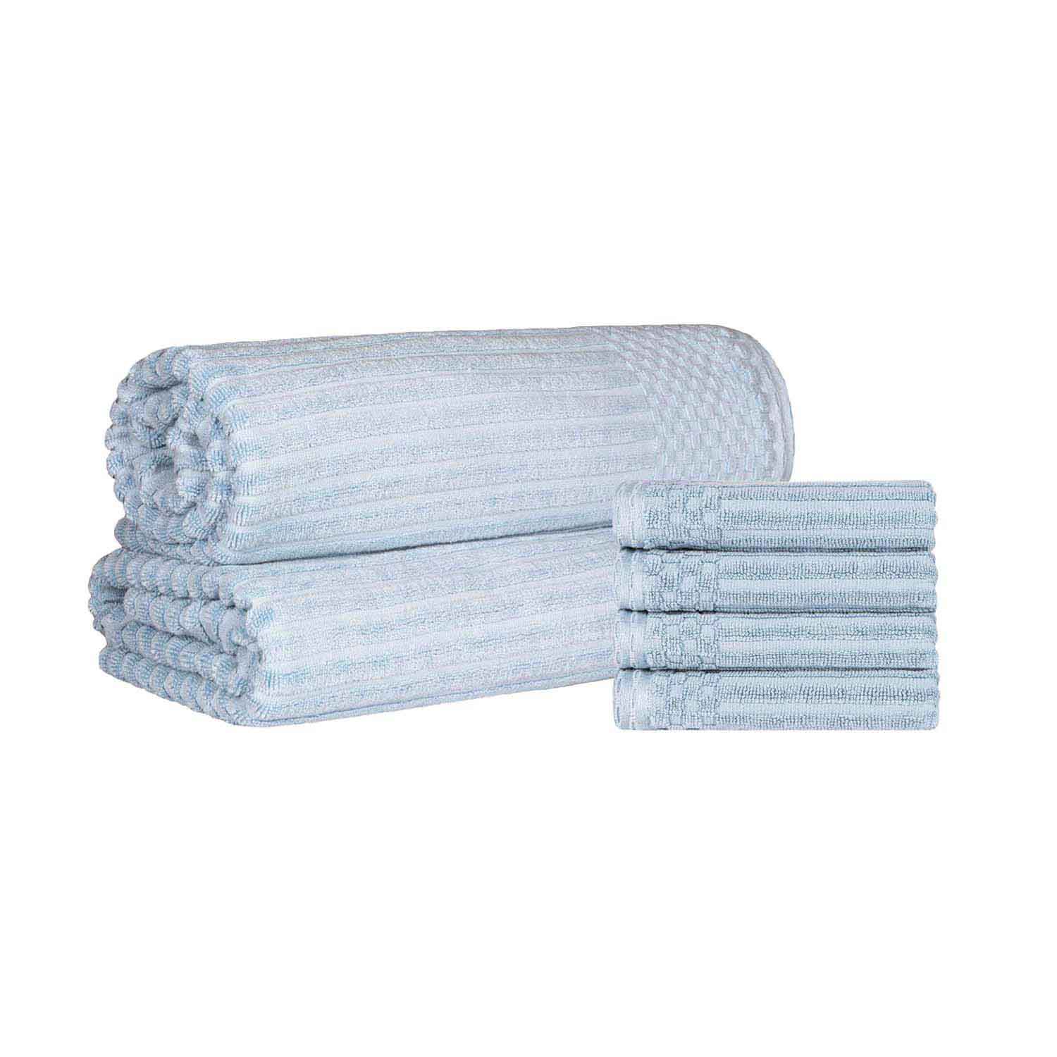Soho Cotton Ribbed Textured Absorbent Hand Towel and Bath Sheet Set