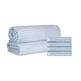 Soho Cotton Ribbed Textured Absorbent Hand Towel and Bath Sheet Set