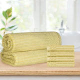 Soho Cotton Ribbed Textured Absorbent Hand Towel and Bath Sheet Set