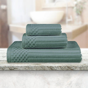 Soho Ribbed Cotton Absorbent 3 Piece Assorted Towel Set