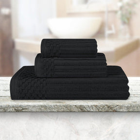 Soho Ribbed Cotton Absorbent 3 Piece Assorted Towel Set