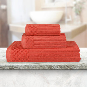 Soho Ribbed Cotton Absorbent 3 Piece Assorted Towel Set