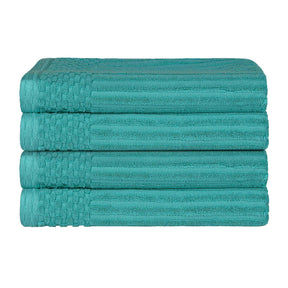 Soho Ribbed Cotton Absorbent Bath Towel Set of 4