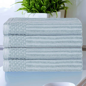 Soho Ribbed Cotton Absorbent Bath Towel Set of 4