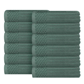 Soho Ribbed Cotton Absorbent Face Towel / Washcloth Set of 12