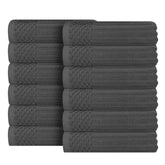 Soho Ribbed Cotton Absorbent Face Towel / Washcloth Set of 12