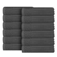 Soho Ribbed Cotton Absorbent Face Towel / Washcloth Set of 12