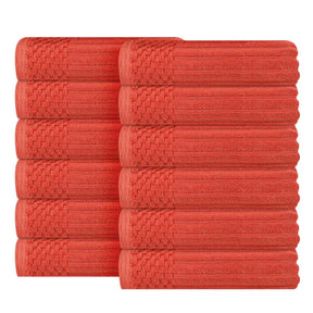 Soho Ribbed Cotton Absorbent Face Towel / Washcloth Set of 12