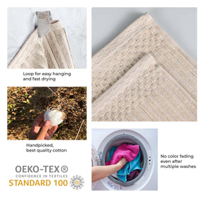 Soho Ribbed Cotton Absorbent Face Towel / Washcloth Set of 12