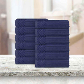 Soho Ribbed Cotton Absorbent Face Towel / Washcloth Set of 12