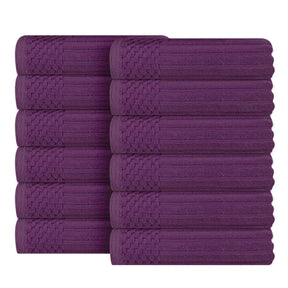 Soho Ribbed Cotton Absorbent Face Towel / Washcloth Set of 12