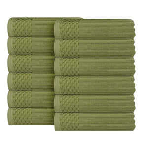 Soho Ribbed Cotton Absorbent Face Towel / Washcloth Set of 12