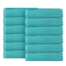 Soho Ribbed Cotton Absorbent Face Towel / Washcloth Set of 12