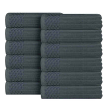 Soho Ribbed Cotton Absorbent Face Towel / Washcloth Set of 12