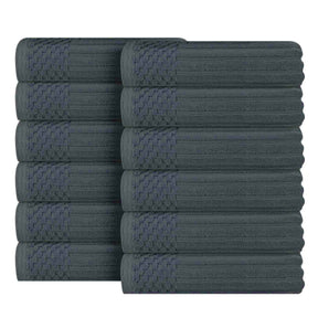 Soho Ribbed Cotton Absorbent Face Towel / Washcloth Set of 12