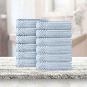Soho Ribbed Cotton Absorbent Face Towel / Washcloth Set of 12