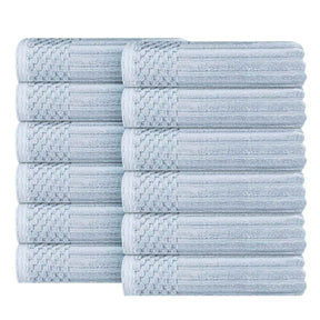 Soho Ribbed Cotton Absorbent Face Towel / Washcloth Set of 12