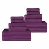 Soho Ribbed Cotton Absorbent Medium Weight 12 Piece Towel Set