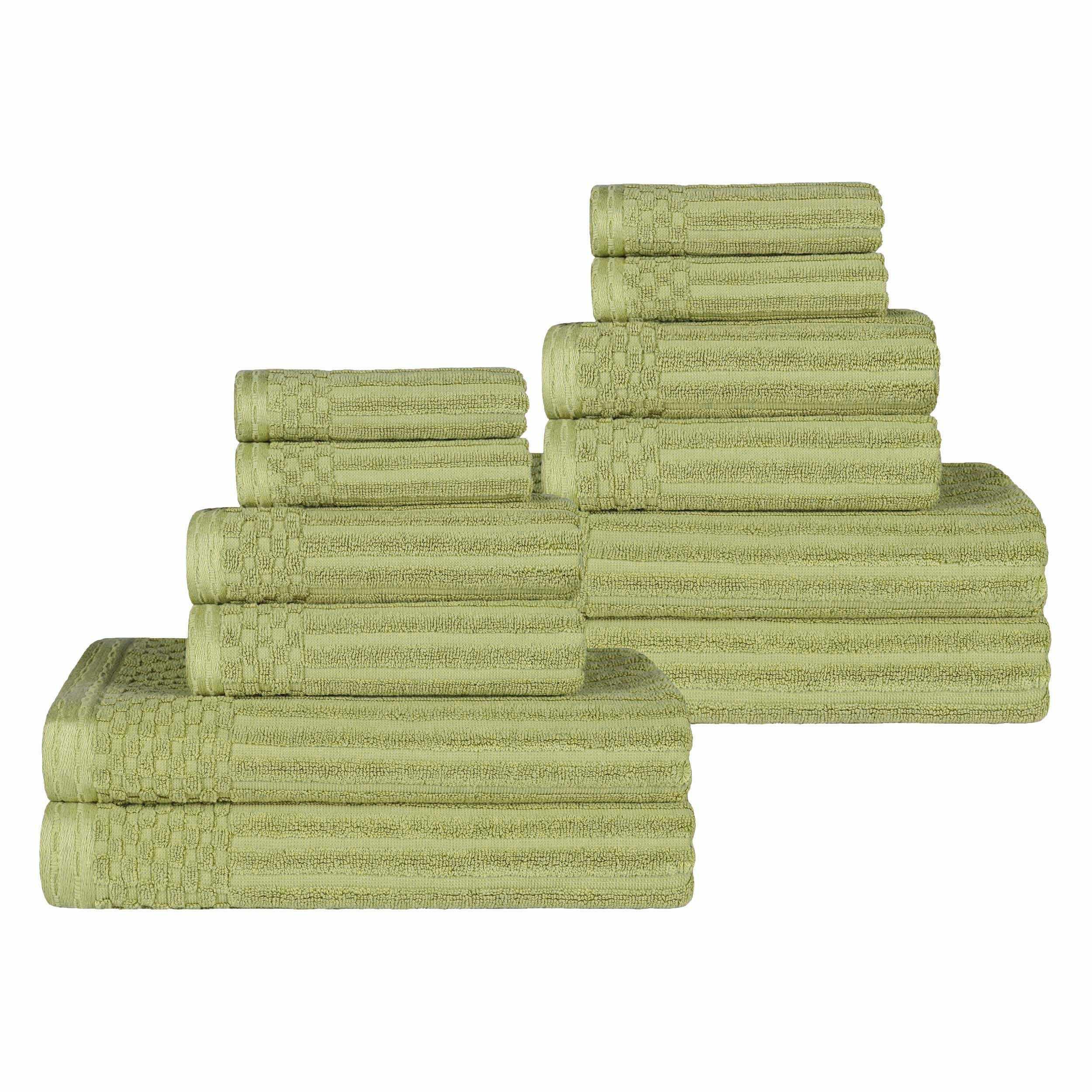 Soho Ribbed Cotton Absorbent Medium Weight 12 Piece Towel Set