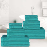 Soho Ribbed Cotton Absorbent Medium Weight 12 Piece Towel Set