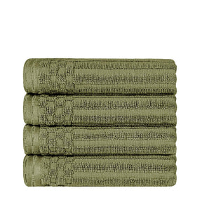 Soho Ribbed Cotton Super Absorbent 4 Piece Hand Towel Set