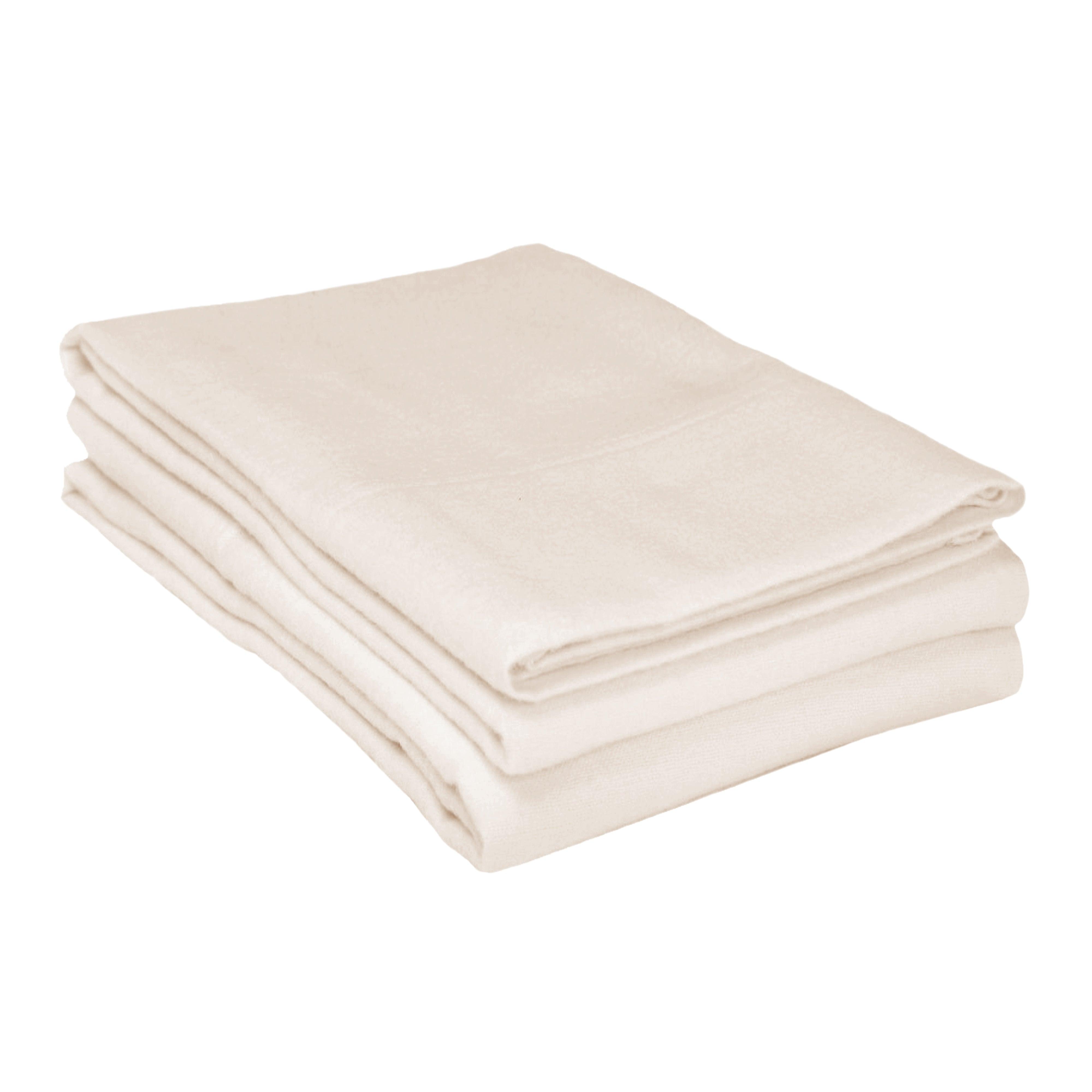 Solid Flannel Cotton Soft Fuzzy Pillowcases, Set of 2