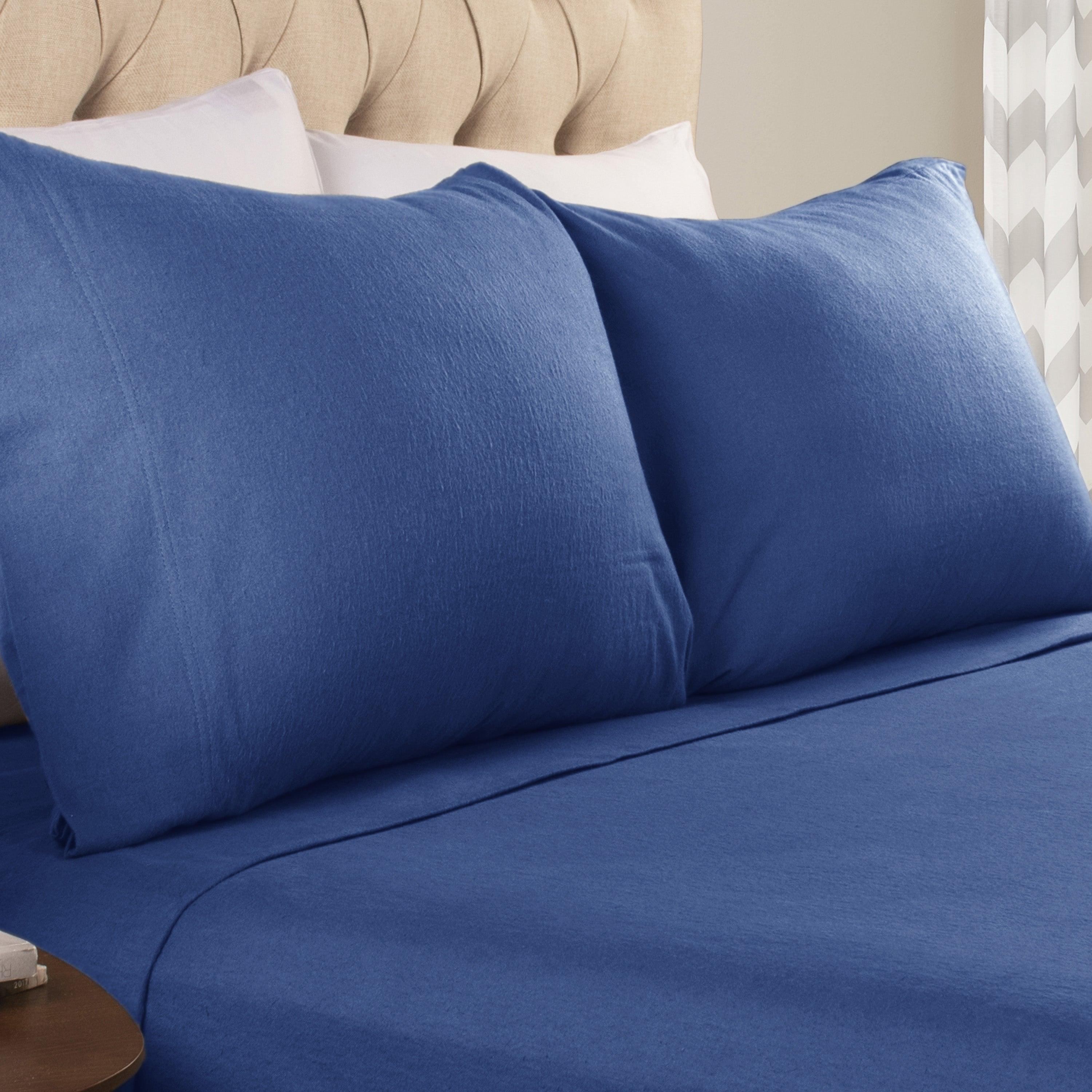 Solid Flannel Cotton Soft Fuzzy Pillowcases, Set of 2