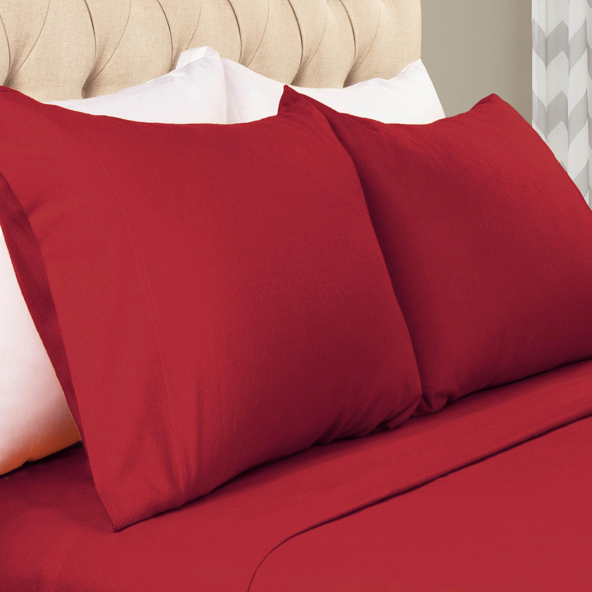 Solid Flannel Cotton Soft Fuzzy Pillowcases, Set of 2