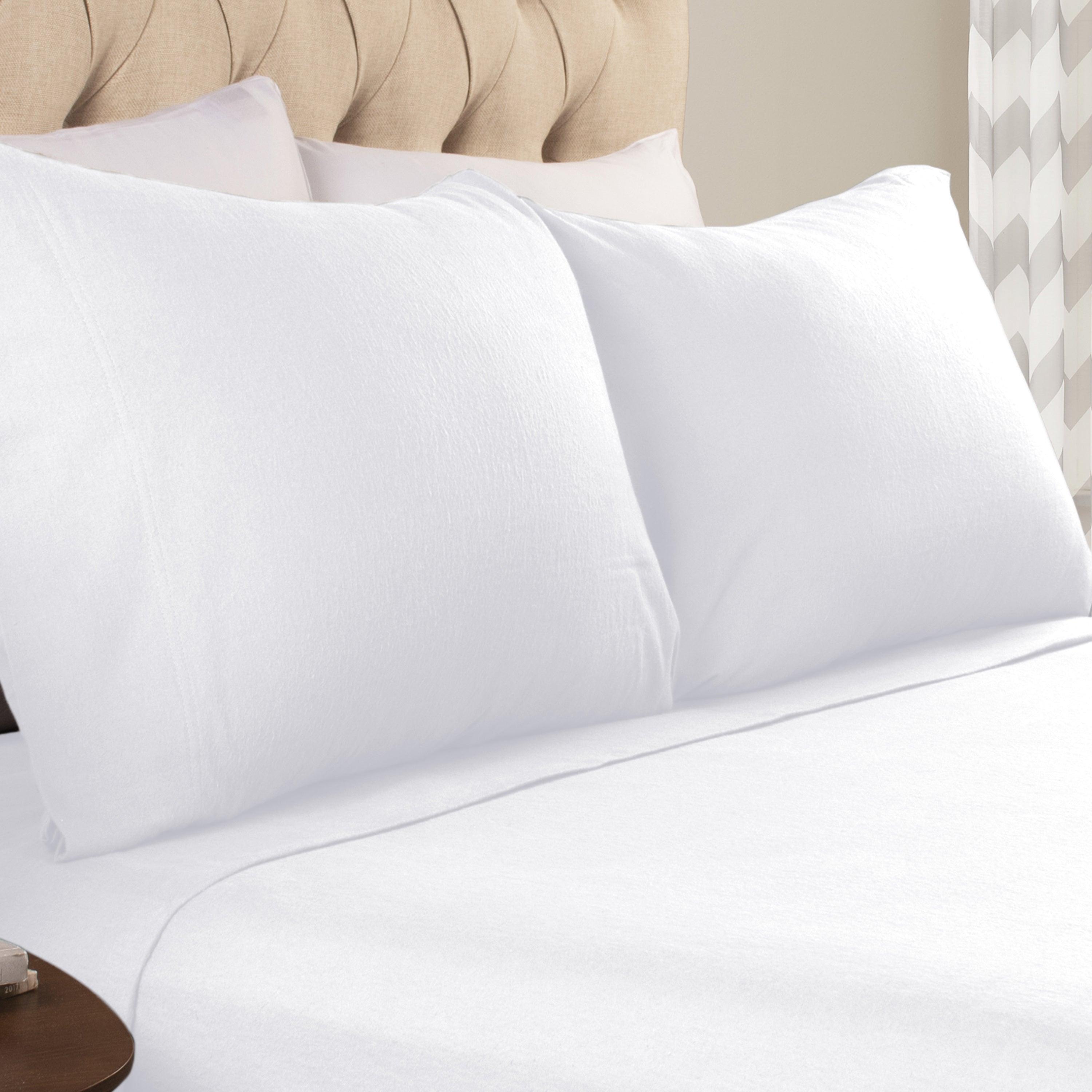 Solid Flannel Cotton Soft Fuzzy Pillowcases, Set of 2