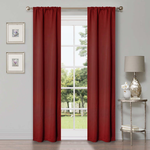 Blackout Window Curtains Solid Room Darkening Washable Set of 2