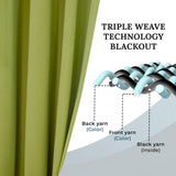 Solid Machine Washable Room Darkening Blackout Curtains, Set of 2