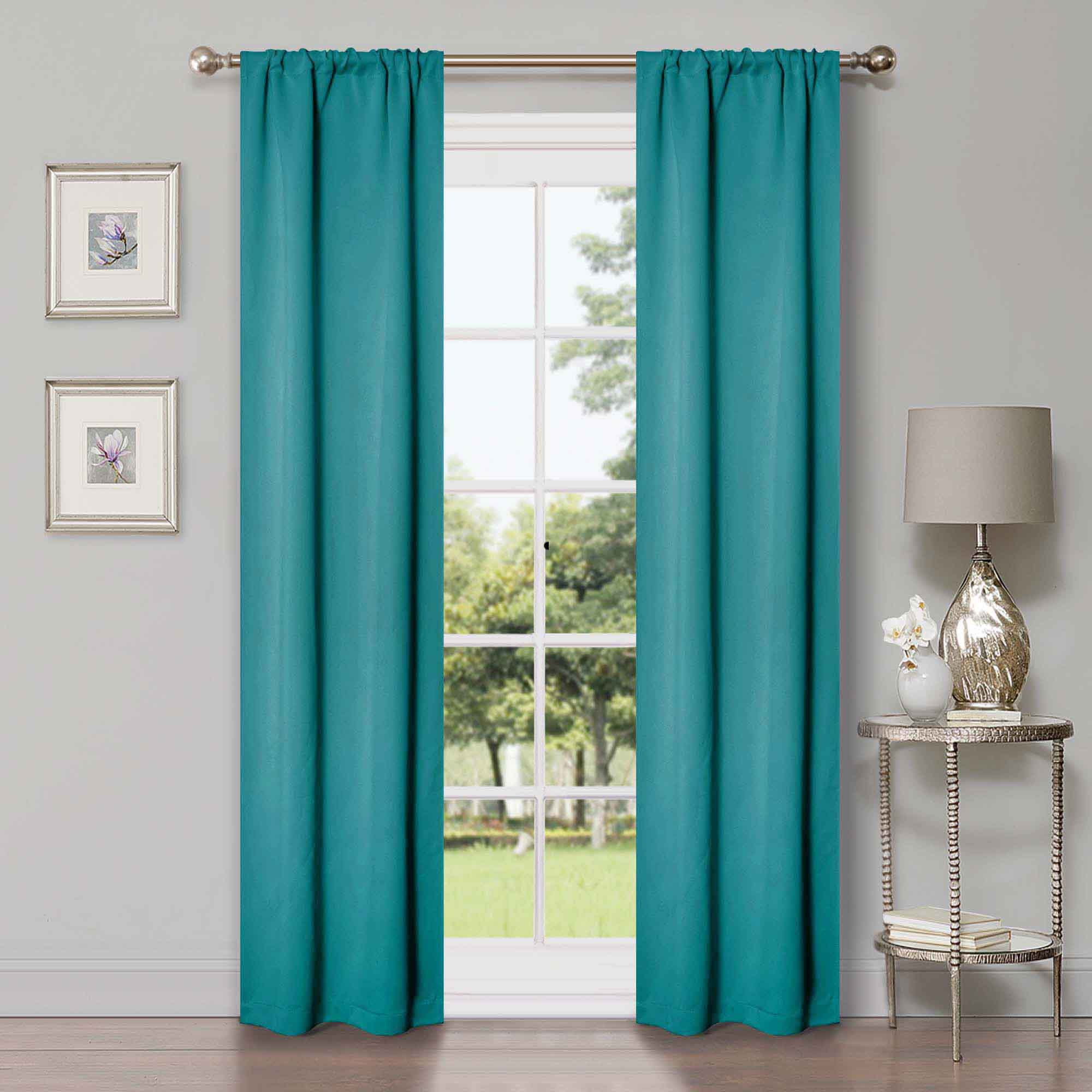 Solid Machine Washable Room Darkening Blackout Curtains, Set of 2