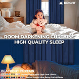 Solid Machine Washable Room Darkening Blackout Curtains, Set of 2