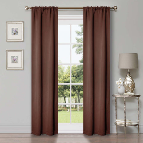 Blackout Window Curtains Solid Room Darkening Washable Set of 2