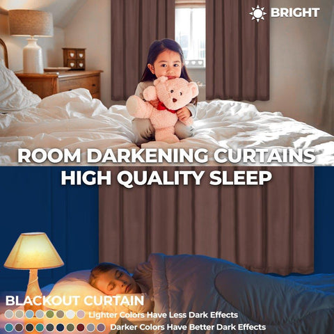 Blackout Window Curtains Solid Room Darkening Washable Set of 2