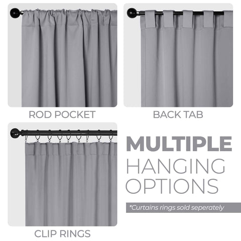 Blackout Window Curtains Solid Room Darkening Back Tab Set of 2