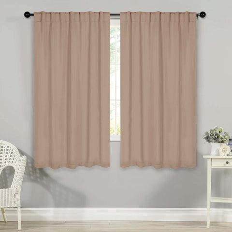 Blackout Window Curtains Solid Room Darkening Back Tab Set of 2