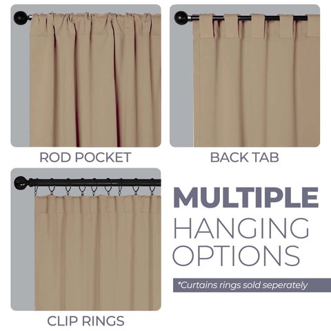 Blackout Window Curtains Solid Room Darkening Back Tab Set of 2