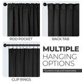Blackout Window Curtains Solid Room Darkening Back Tab Set of 2