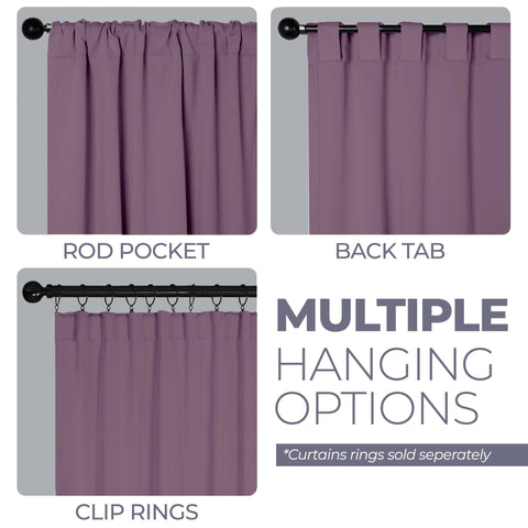 Blackout Window Curtains Solid Room Darkening Back Tab Set of 2